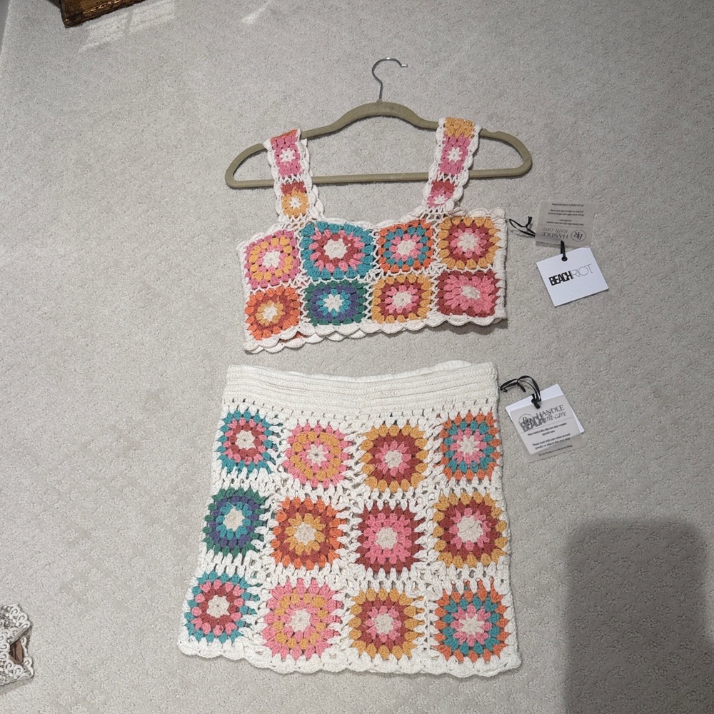 NWT Beach Riot Eliza Crochet Skirt Set S/M - Picture 2 of 5